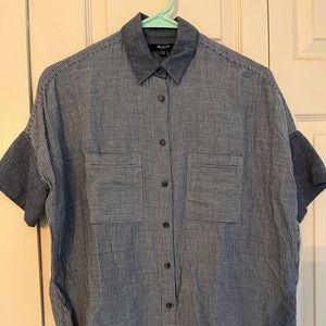 Striped denim madewell oversized button down shirt size xxs